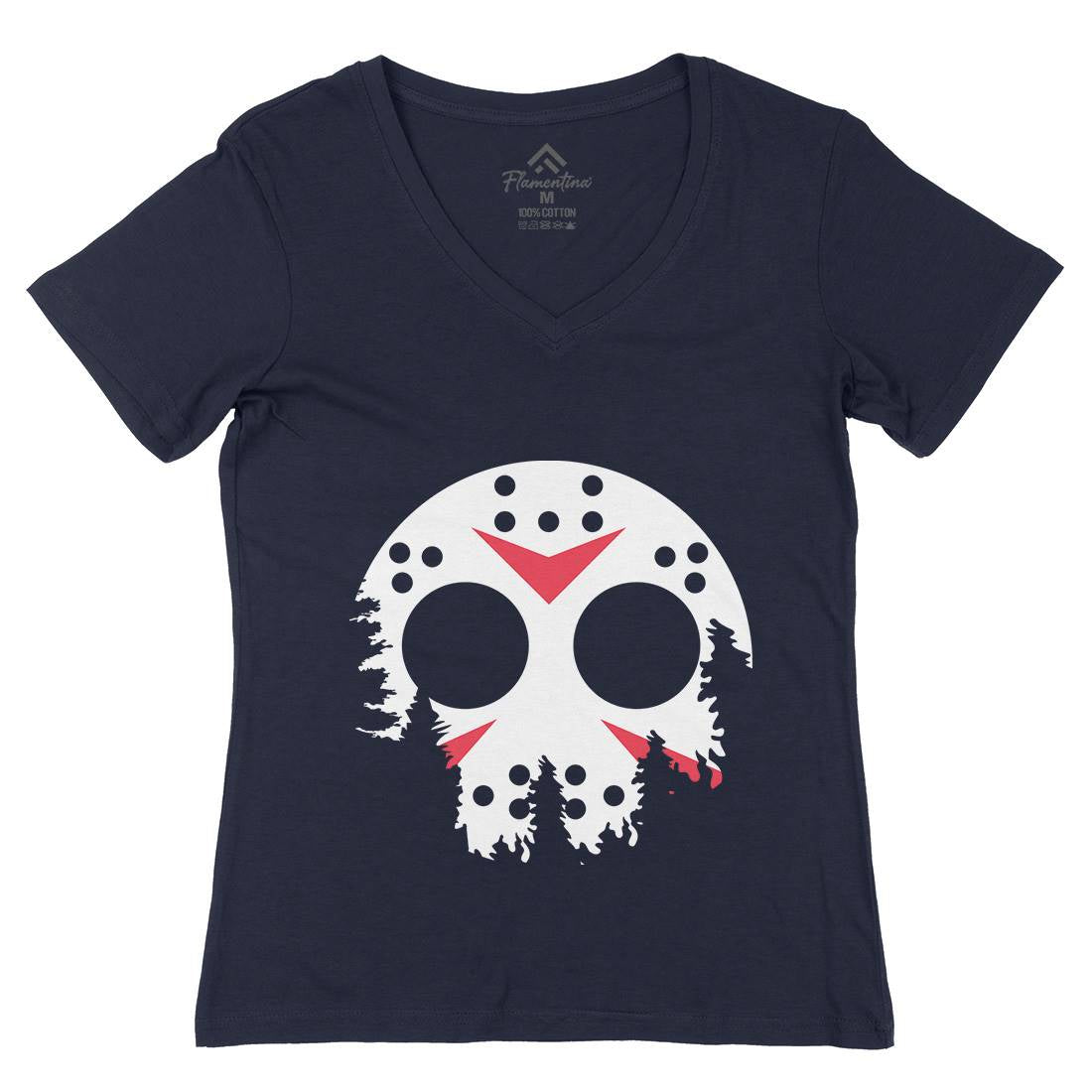 Moon Womens Organic V-Neck T-Shirt Horror B054