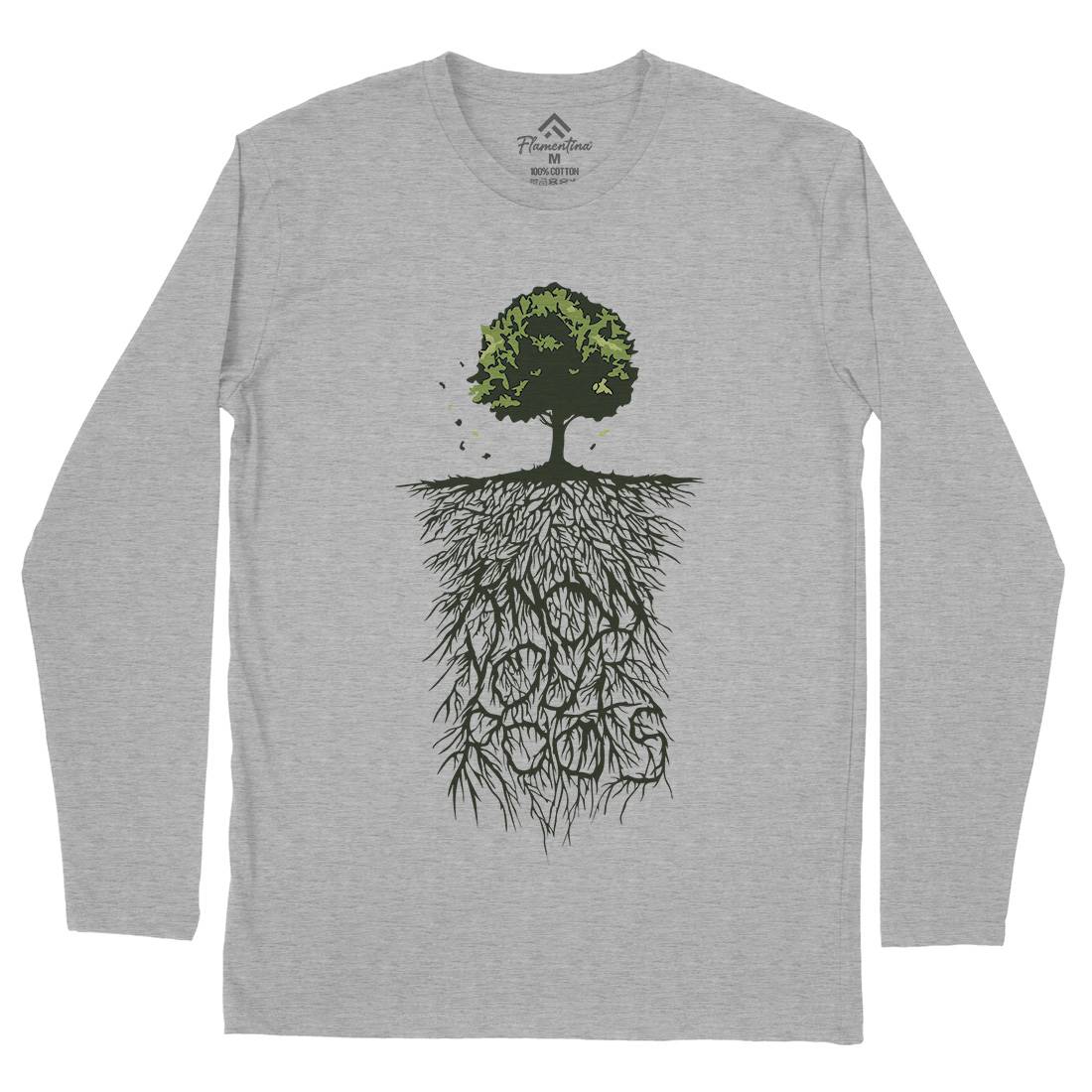 Know Your Roots Mens Long Sleeve T-Shirt Nature B057