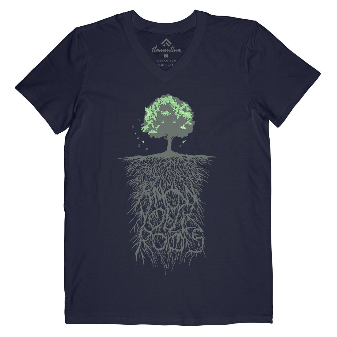 Know Your Roots Mens Organic V-Neck T-Shirt Nature B057