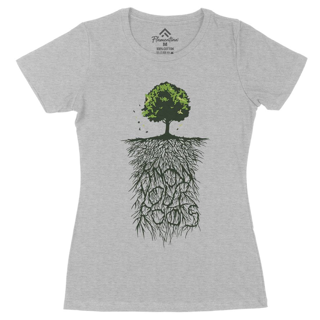 Know Your Roots Womens Organic Crew Neck T-Shirt Nature B057