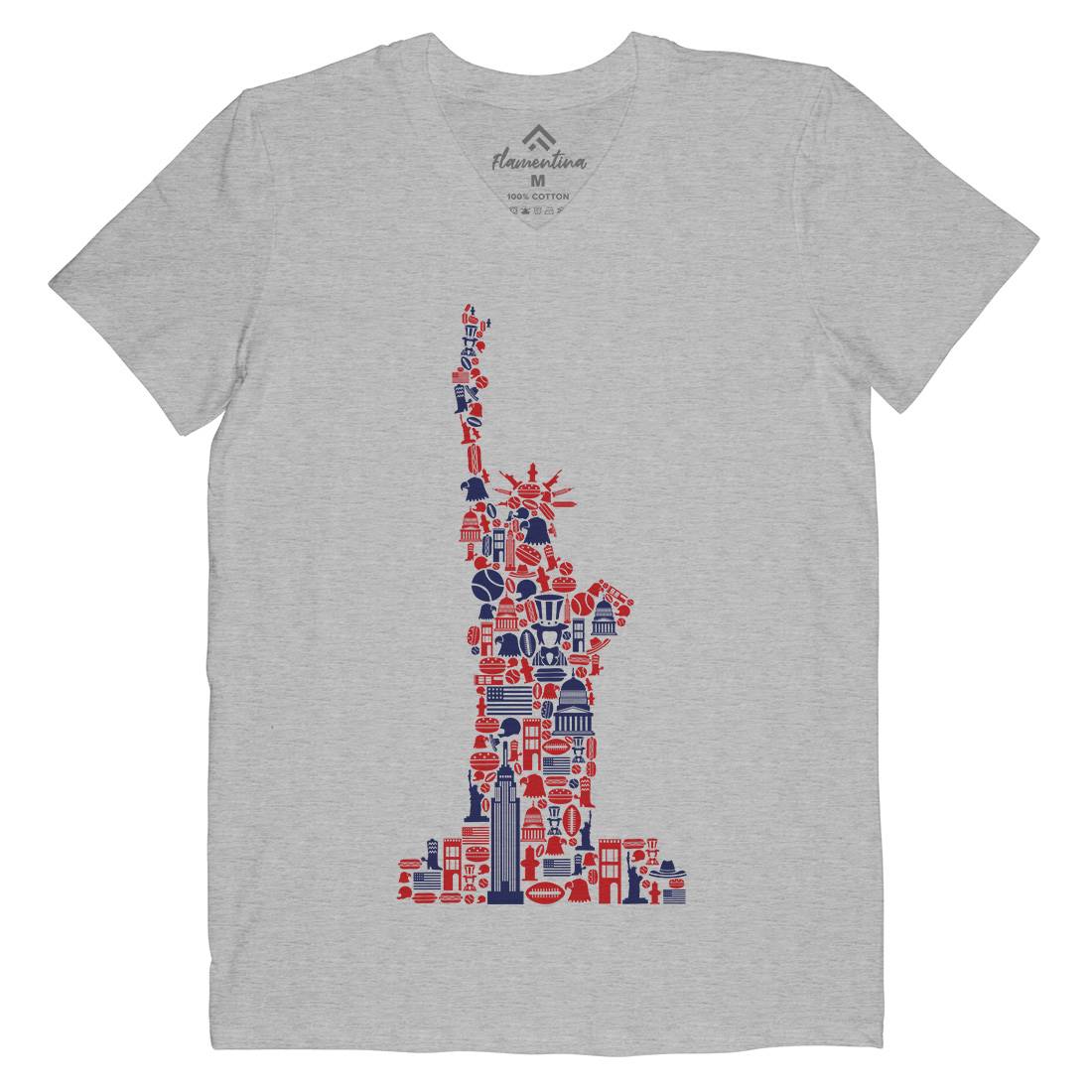 Liberty Mens V-Neck T-Shirt American B058