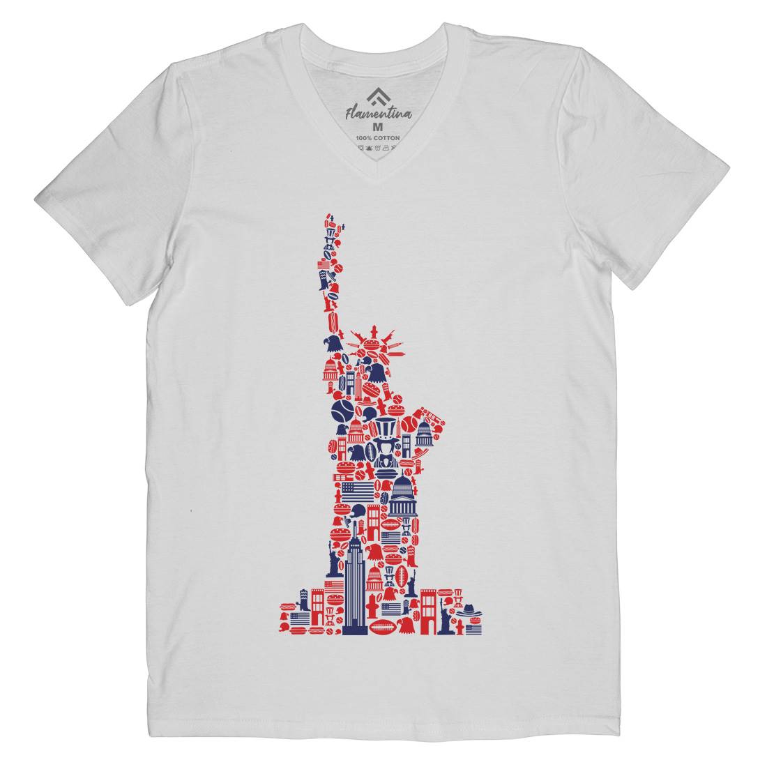 Liberty Mens V-Neck T-Shirt American B058