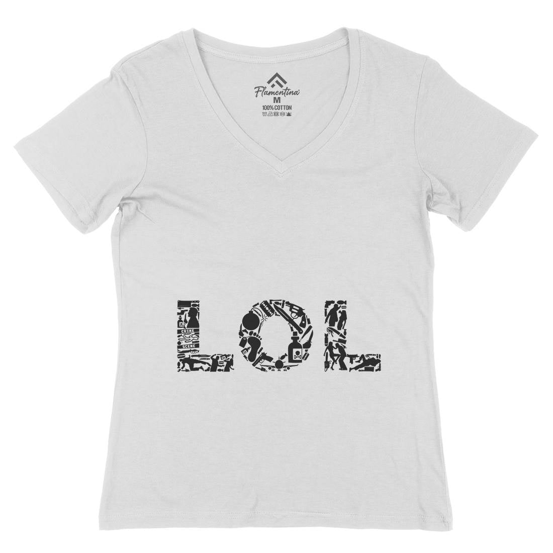 Lol Womens Organic V-Neck T-Shirt Retro B060