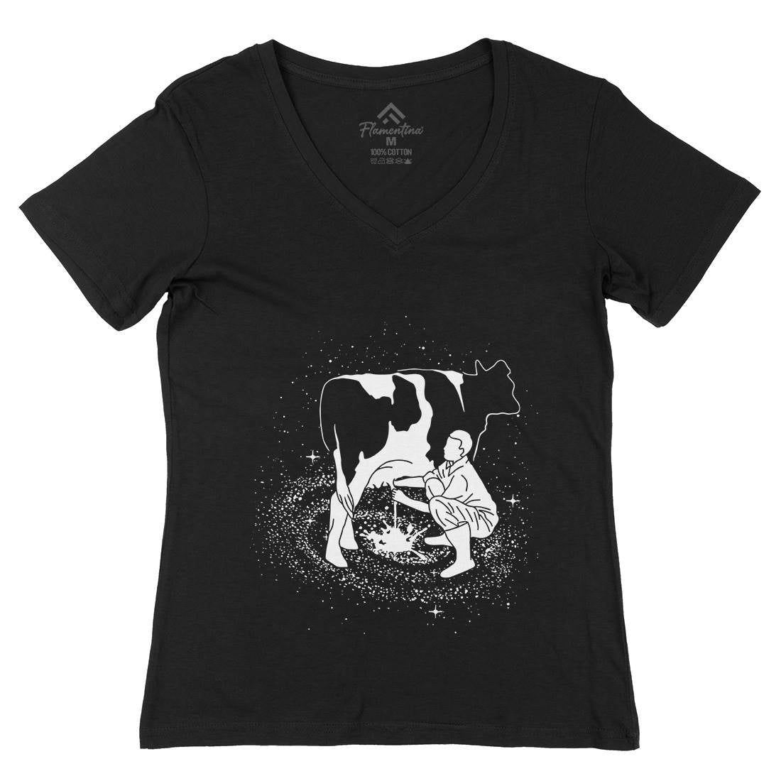 Milky Way Womens Organic V-Neck T-Shirt Space B061