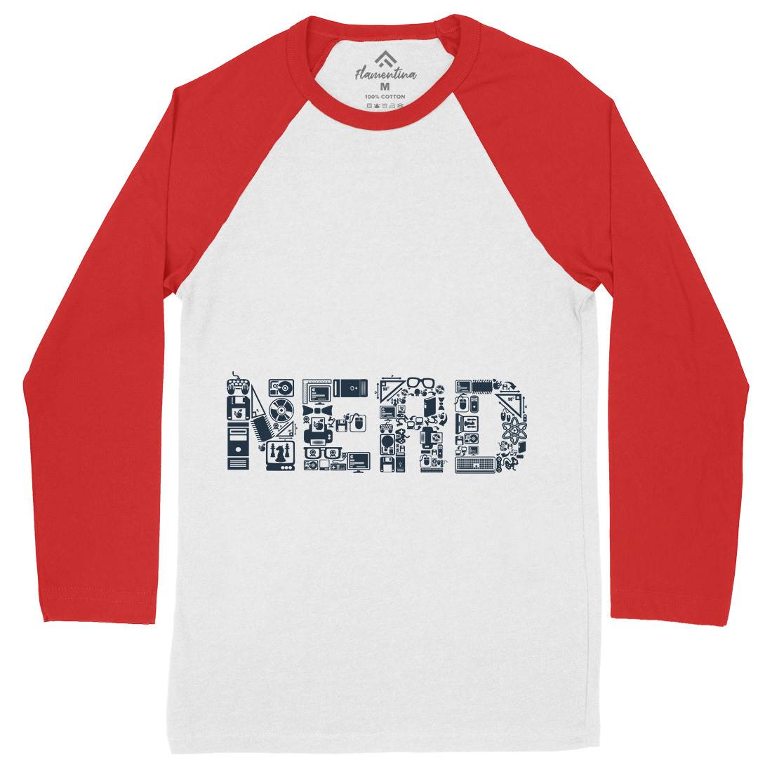 Nerd Mens Long Sleeve Baseball T-Shirt Geek B063