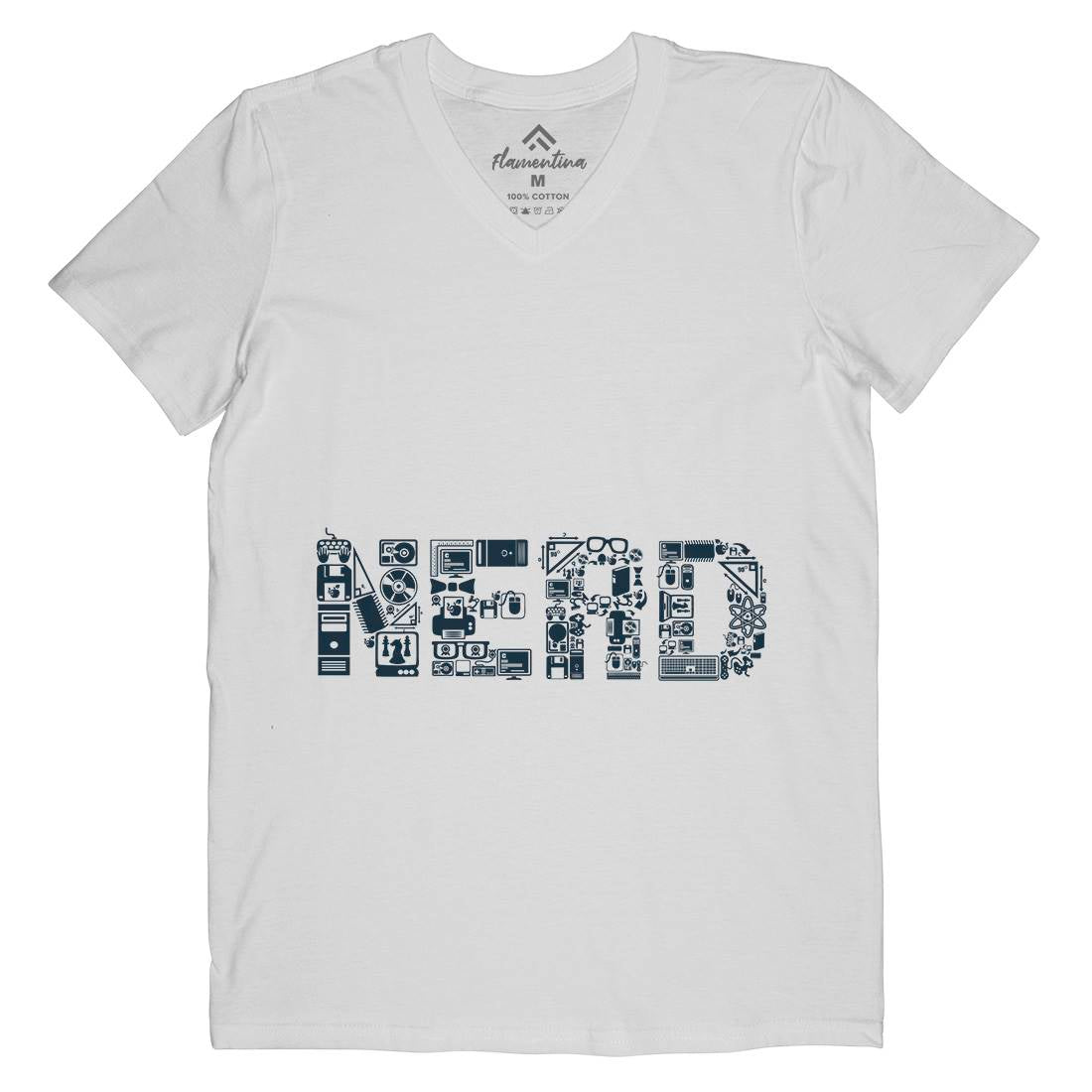 Nerd Mens Organic V-Neck T-Shirt Geek B063