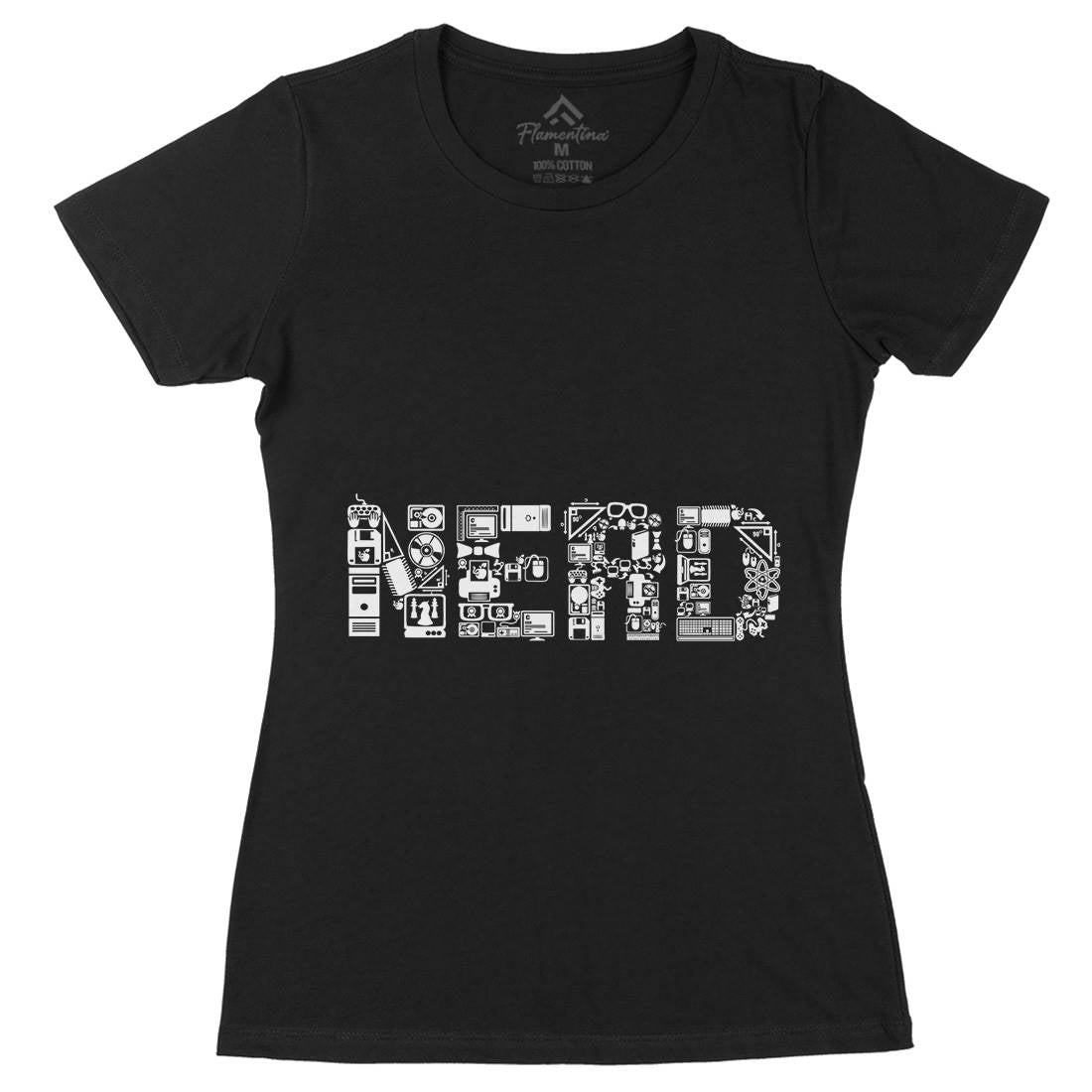 Nerd Womens Organic Crew Neck T-Shirt Geek B063
