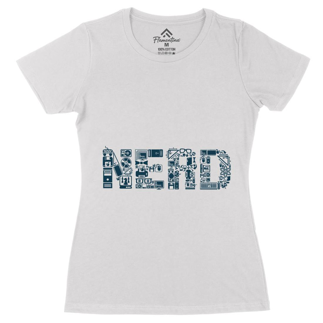 Nerd Womens Organic Crew Neck T-Shirt Geek B063