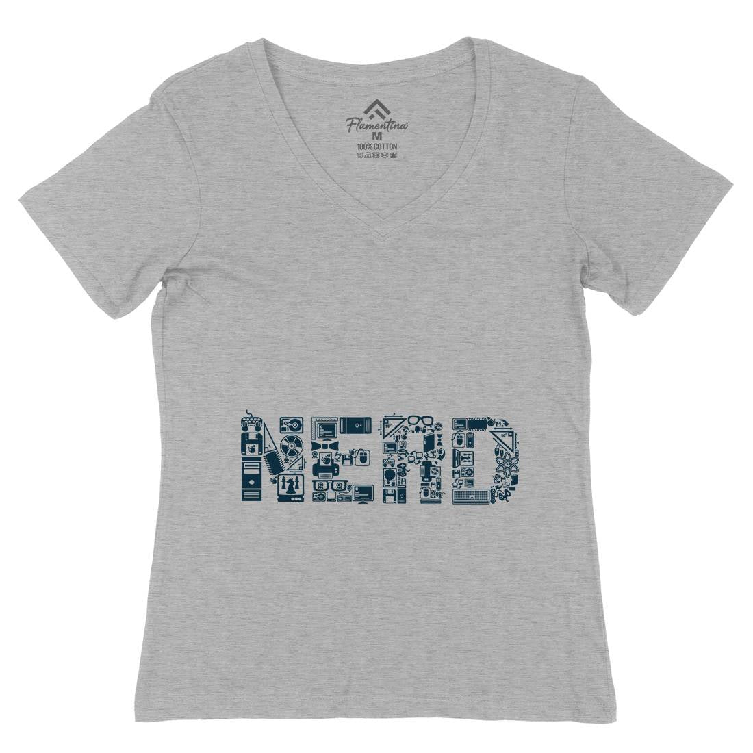 Nerd Womens Organic V-Neck T-Shirt Geek B063