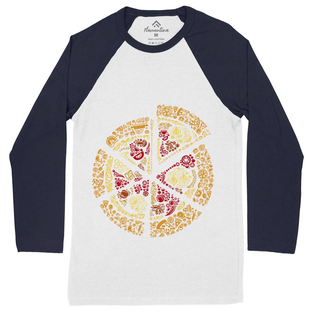 Pizza Mens Long Sleeve Baseball T-Shirt Food B065