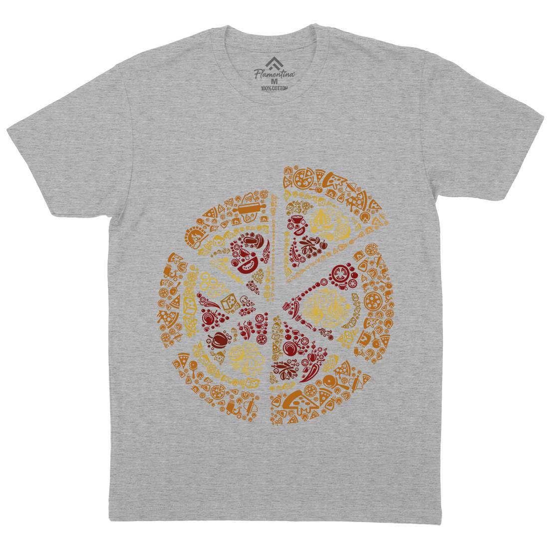 Pizza Mens Organic Crew Neck T-Shirt Food B065