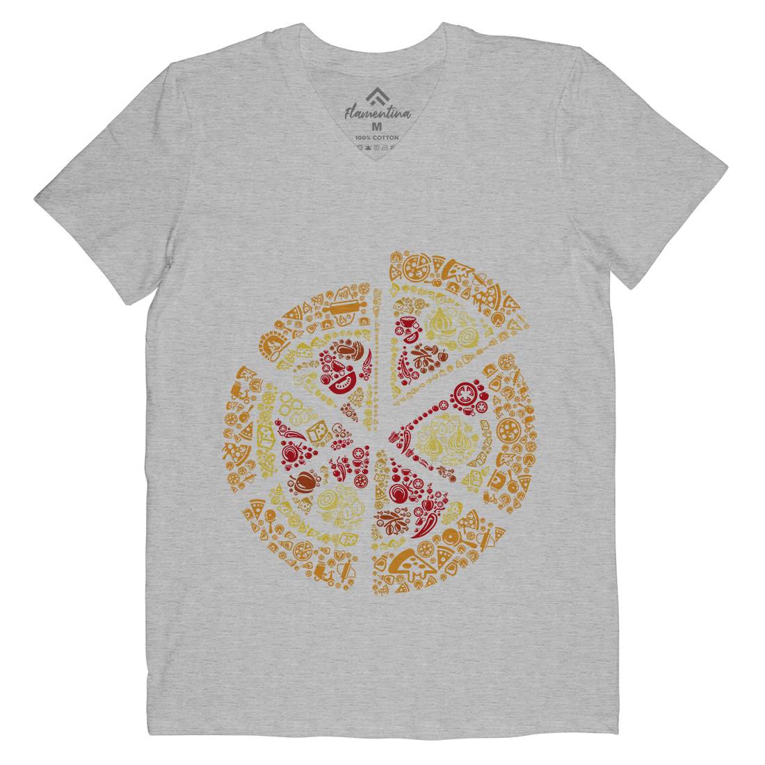 Pizza Mens Organic V-Neck T-Shirt Food B065