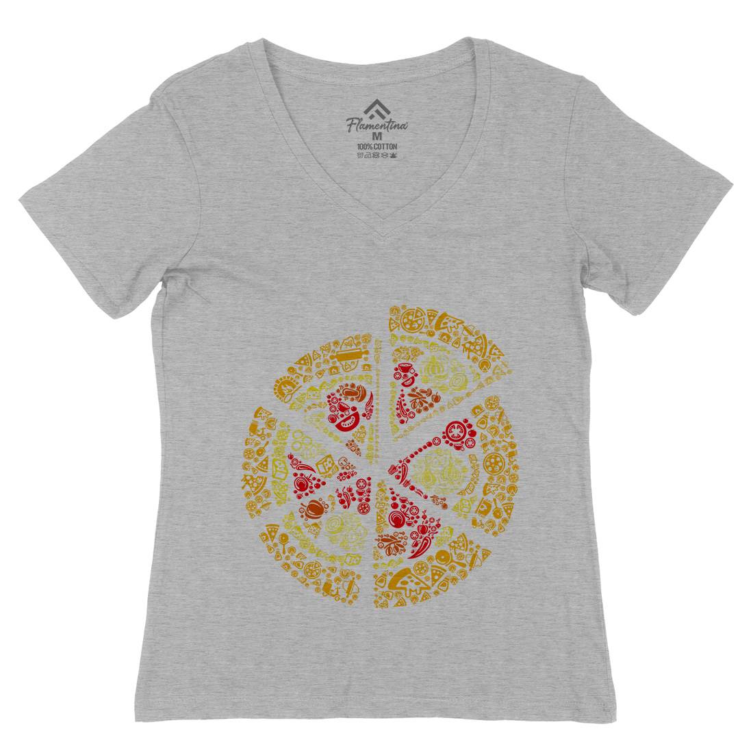 Pizza Womens Organic V-Neck T-Shirt Food B065