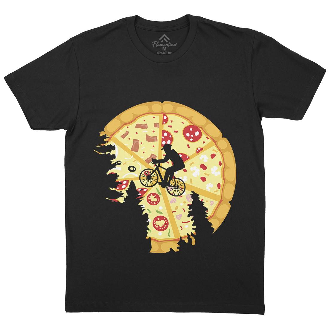 Pizza Moon Mens Crew Neck T-Shirt Food B066