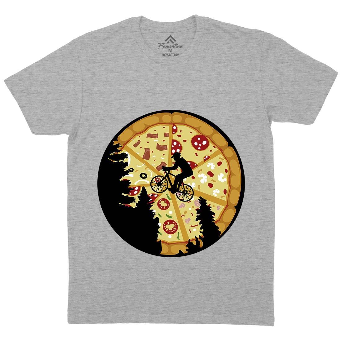 Pizza Moon Mens Organic Crew Neck T-Shirt Food B066