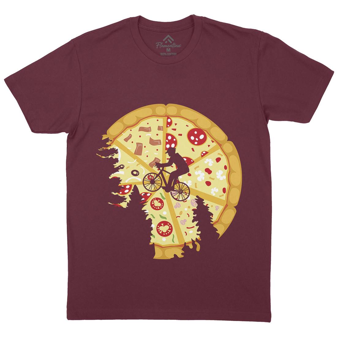 Pizza Moon Mens Crew Neck T-Shirt Food B066