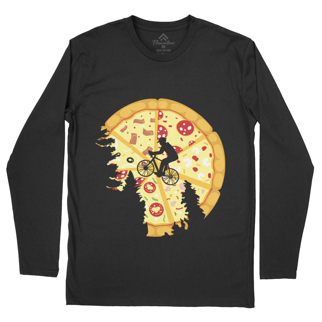 Pizza Moon Mens Long Sleeve T-Shirt Food B066