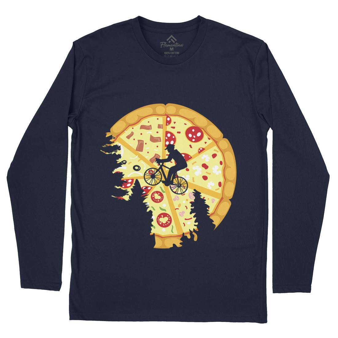 Pizza Moon Mens Long Sleeve T-Shirt Food B066