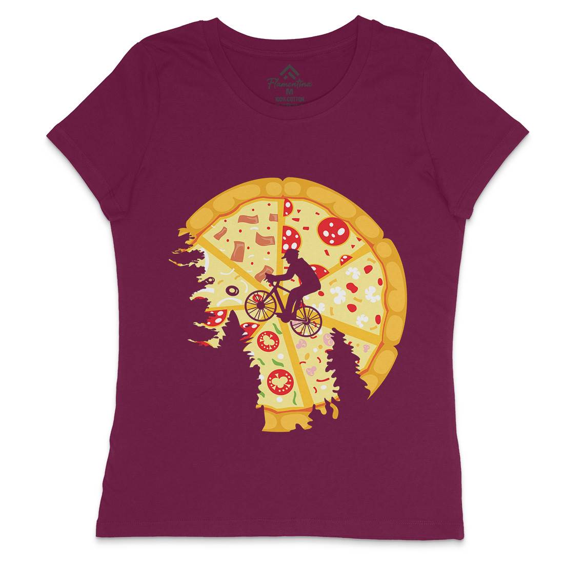 Pizza Moon Womens Crew Neck T-Shirt Food B066