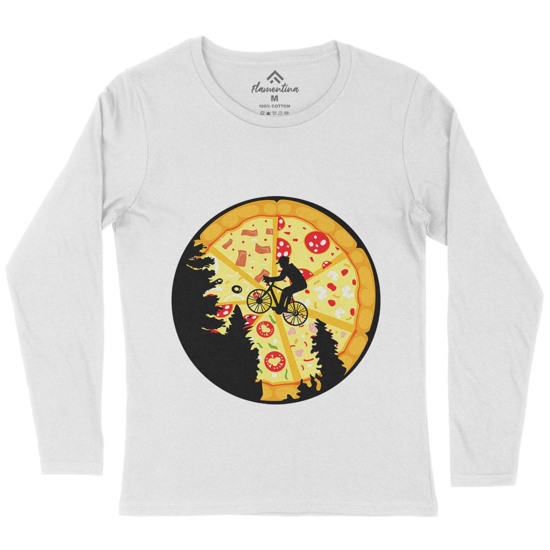 Pizza Moon Womens Long Sleeve T-Shirt Food B066