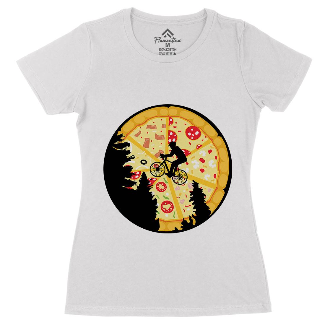 Pizza Moon Womens Organic Crew Neck T-Shirt Food B066