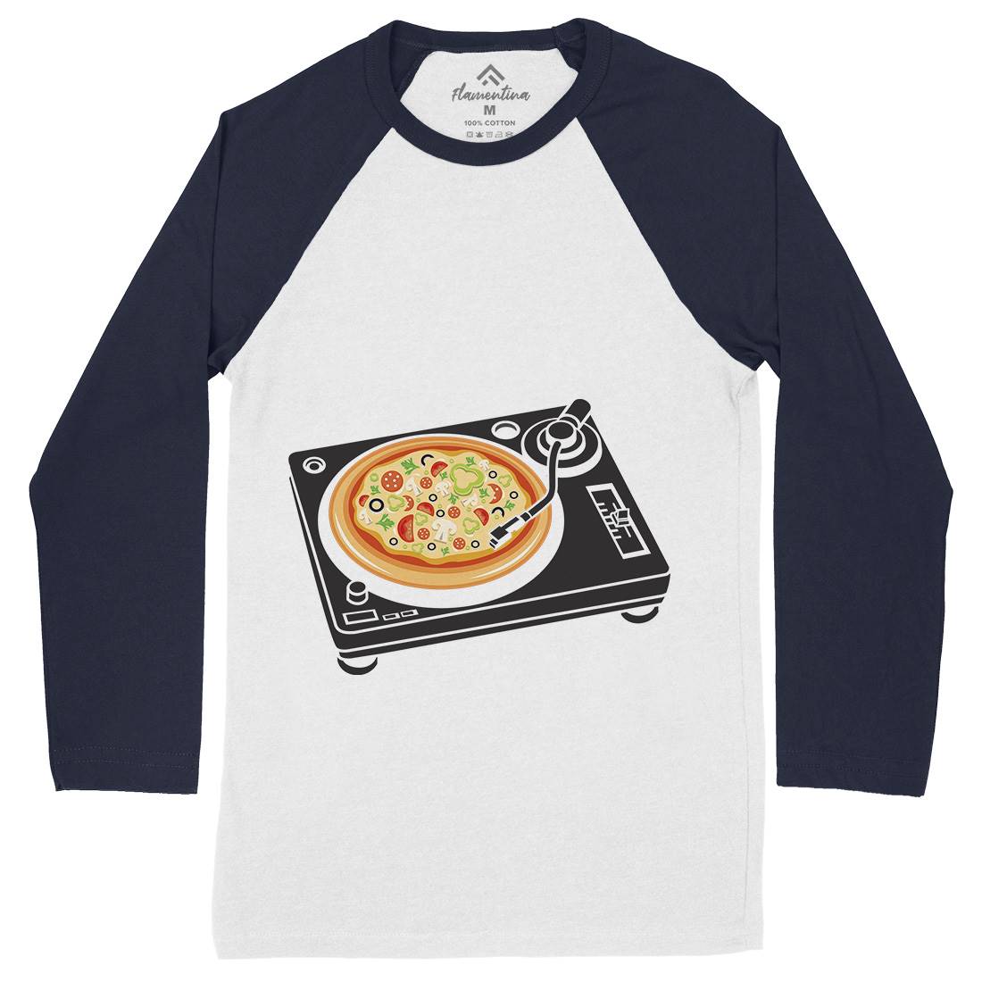 Pizza Scratch Mens Long Sleeve Baseball T-Shirt Food B067