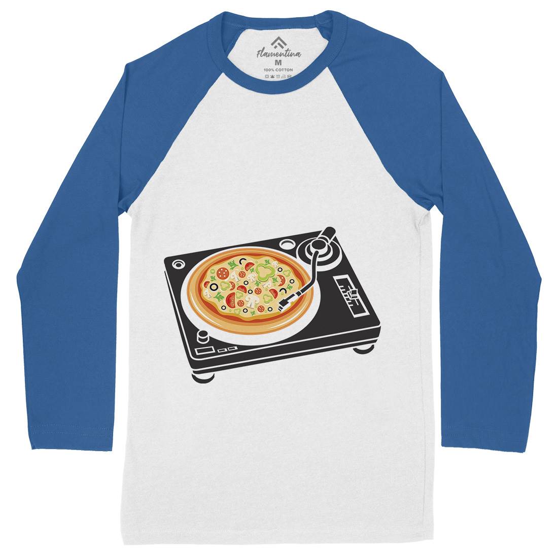 Pizza Scratch Mens Long Sleeve Baseball T-Shirt Food B067