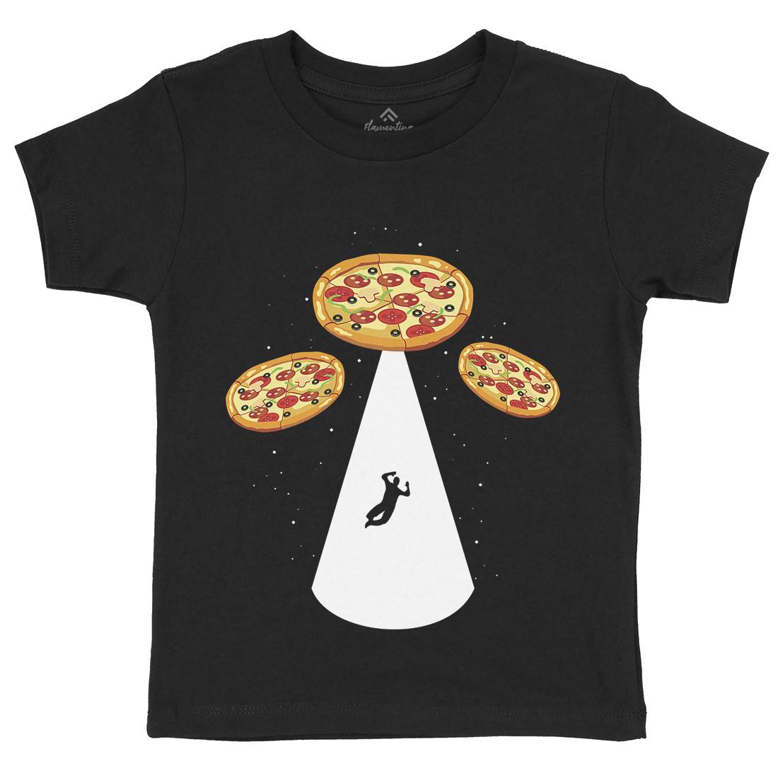 Pizza Ufo Kids Organic Crew Neck T-Shirt Food B068