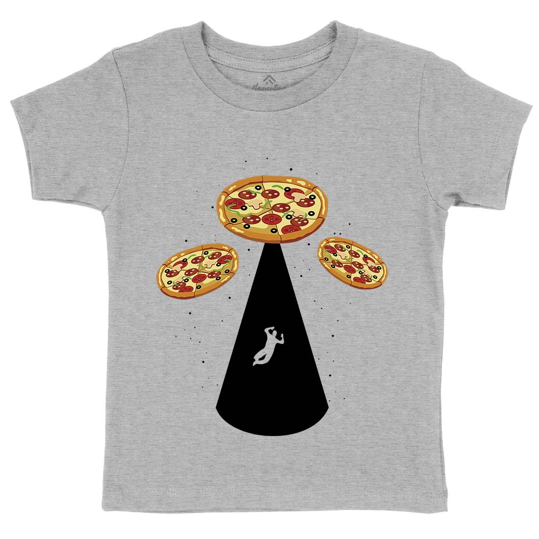 Pizza Ufo Kids Organic Crew Neck T-Shirt Food B068