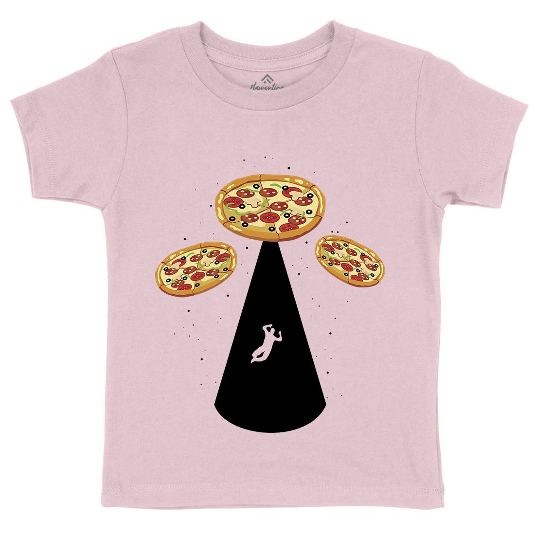 Pizza Ufo Kids Crew Neck T-Shirt Food B068