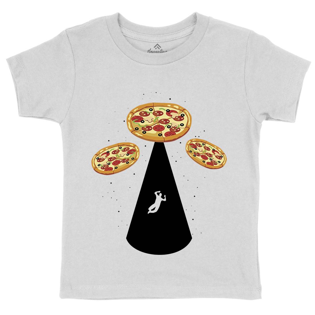 Pizza Ufo Kids Crew Neck T-Shirt Food B068