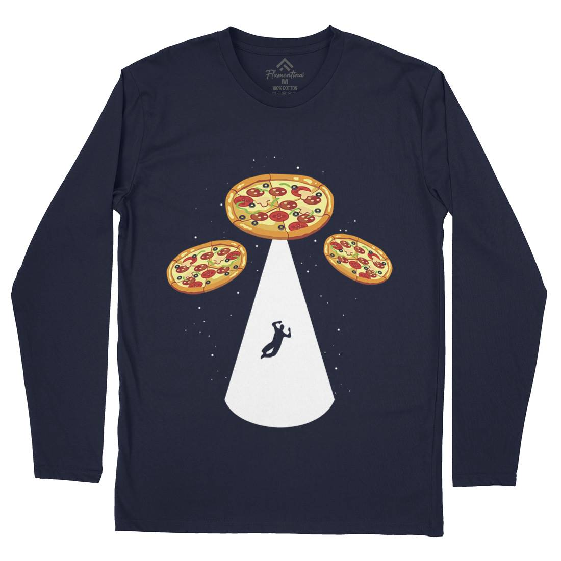 Pizza Ufo Mens Long Sleeve T-Shirt Food B068