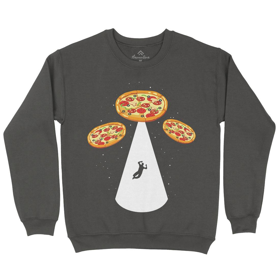 Pizza Ufo Mens Crew Neck Sweatshirt Food B068