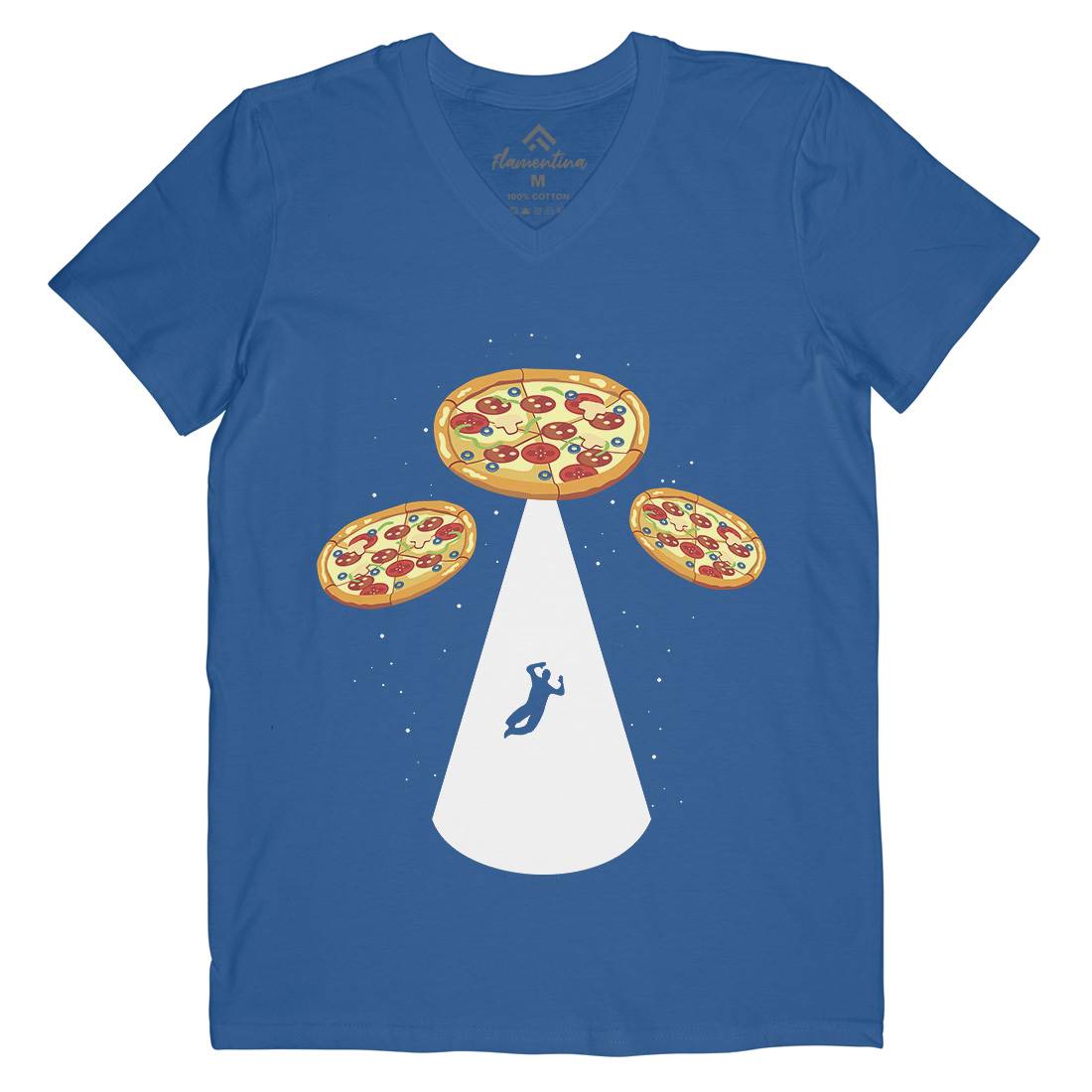 Pizza Ufo Mens V-Neck T-Shirt Food B068