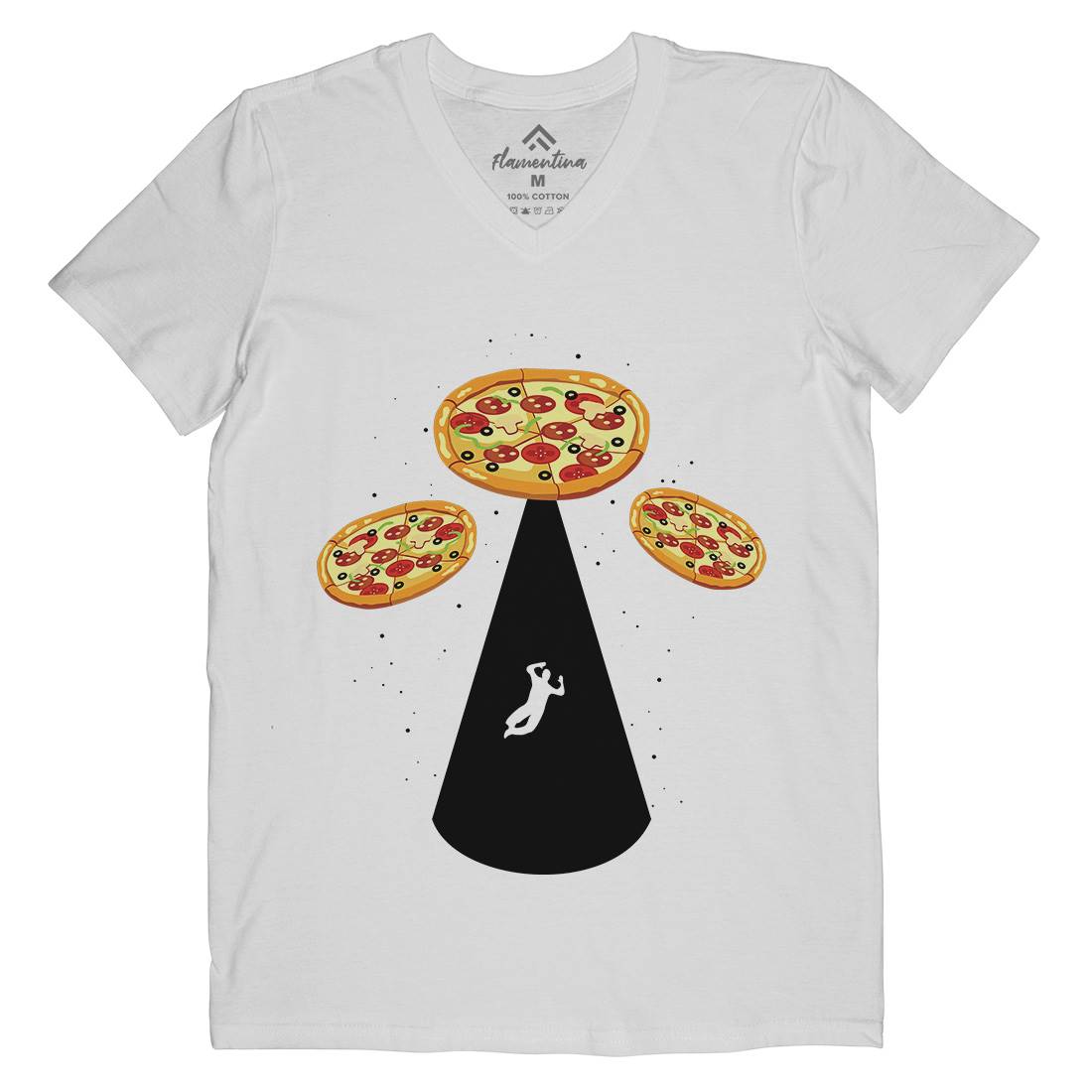 Pizza Ufo Mens V-Neck T-Shirt Food B068