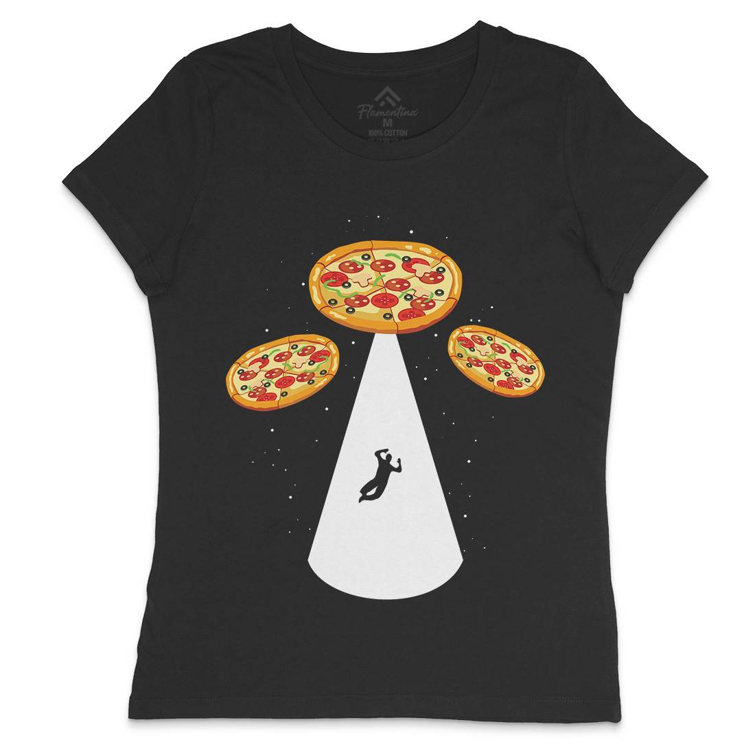 Pizza Ufo Womens Crew Neck T-Shirt Food B068