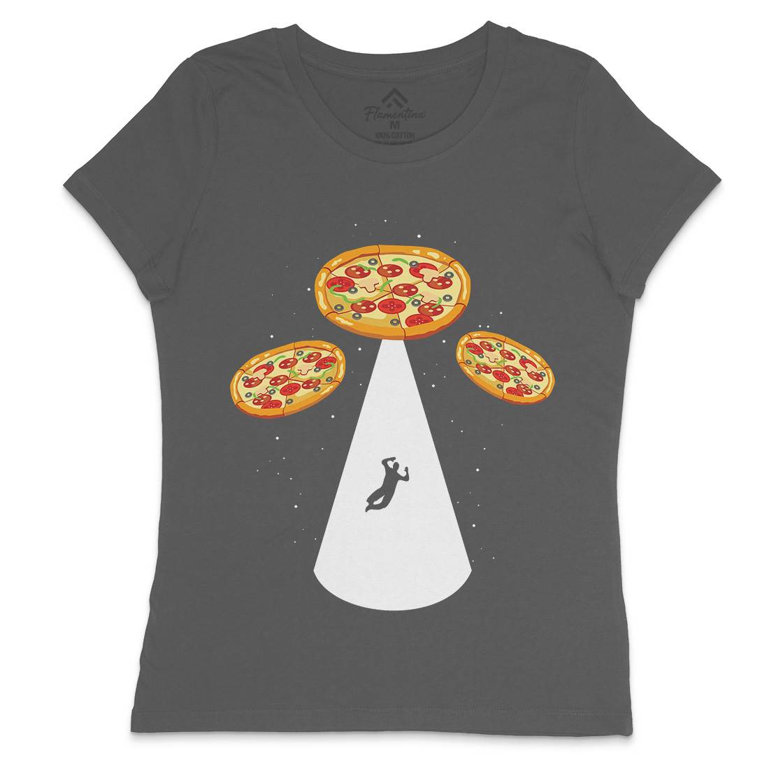 Pizza Ufo Womens Crew Neck T-Shirt Food B068