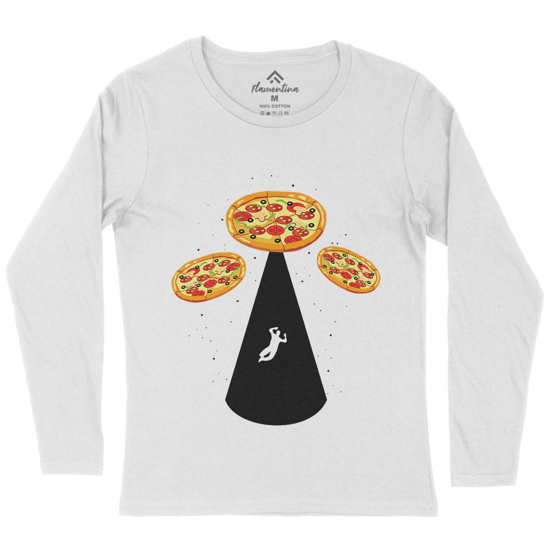 Pizza Ufo Womens Long Sleeve T-Shirt Food B068
