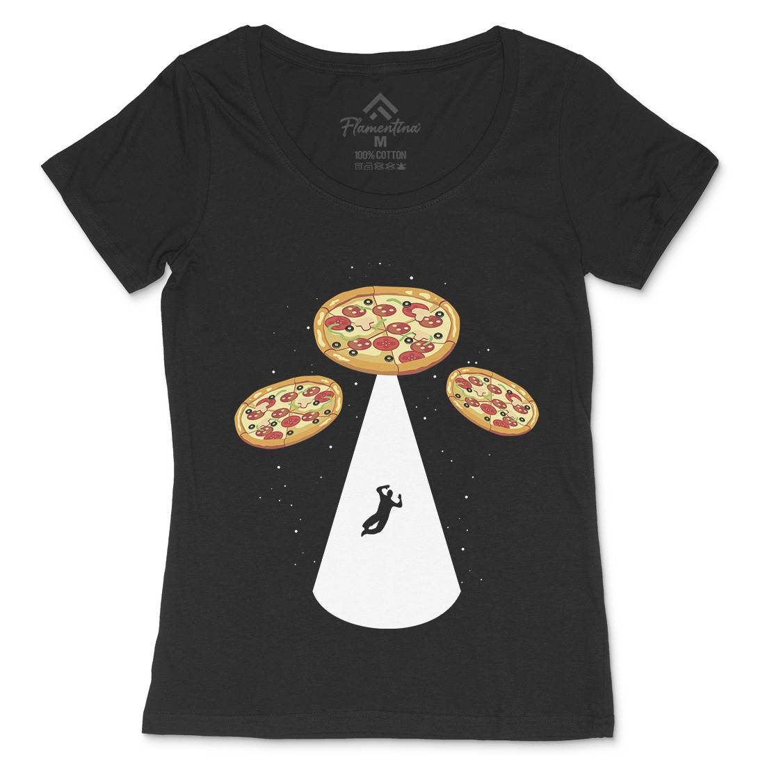 Pizza Ufo Womens Scoop Neck T-Shirt Food B068