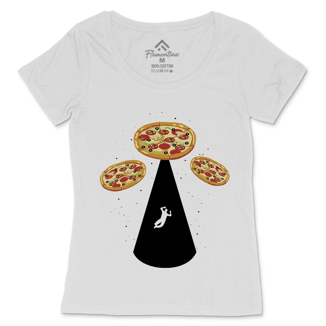 Pizza Ufo Womens Scoop Neck T-Shirt Food B068