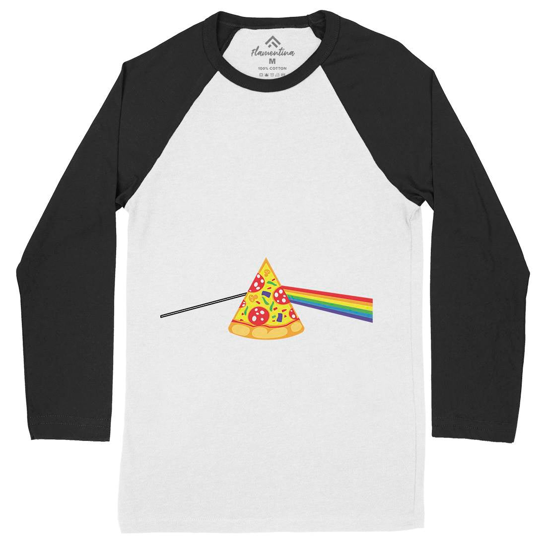 Pizza Prism Mens Long Sleeve Baseball T-Shirt Food B069