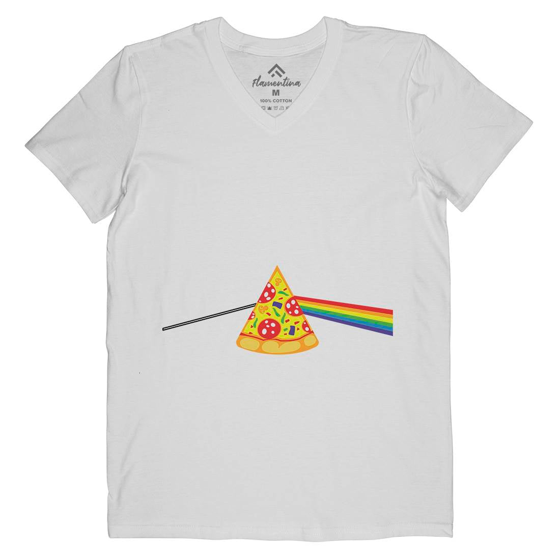 Pizza Prism Mens Organic V-Neck T-Shirt Food B069