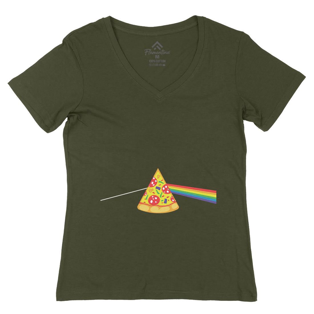Pizza Prism Womens Organic V-Neck T-Shirt Food B069