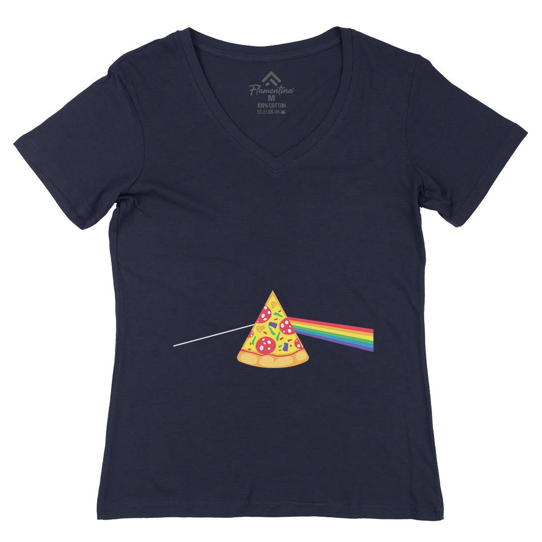 Pizza Prism Womens Organic V-Neck T-Shirt Food B069