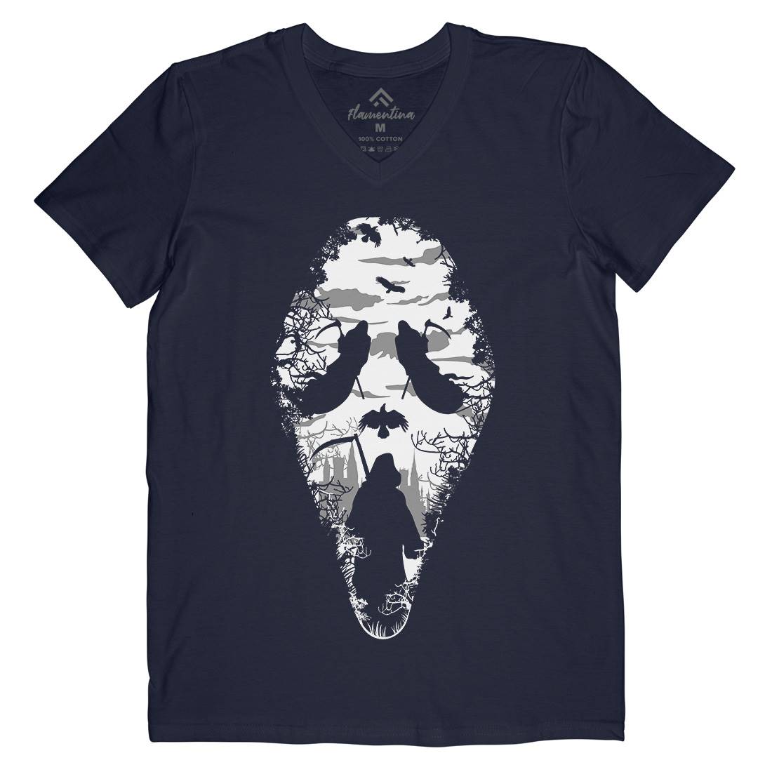 Reaper Mens Organic V-Neck T-Shirt Horror B070