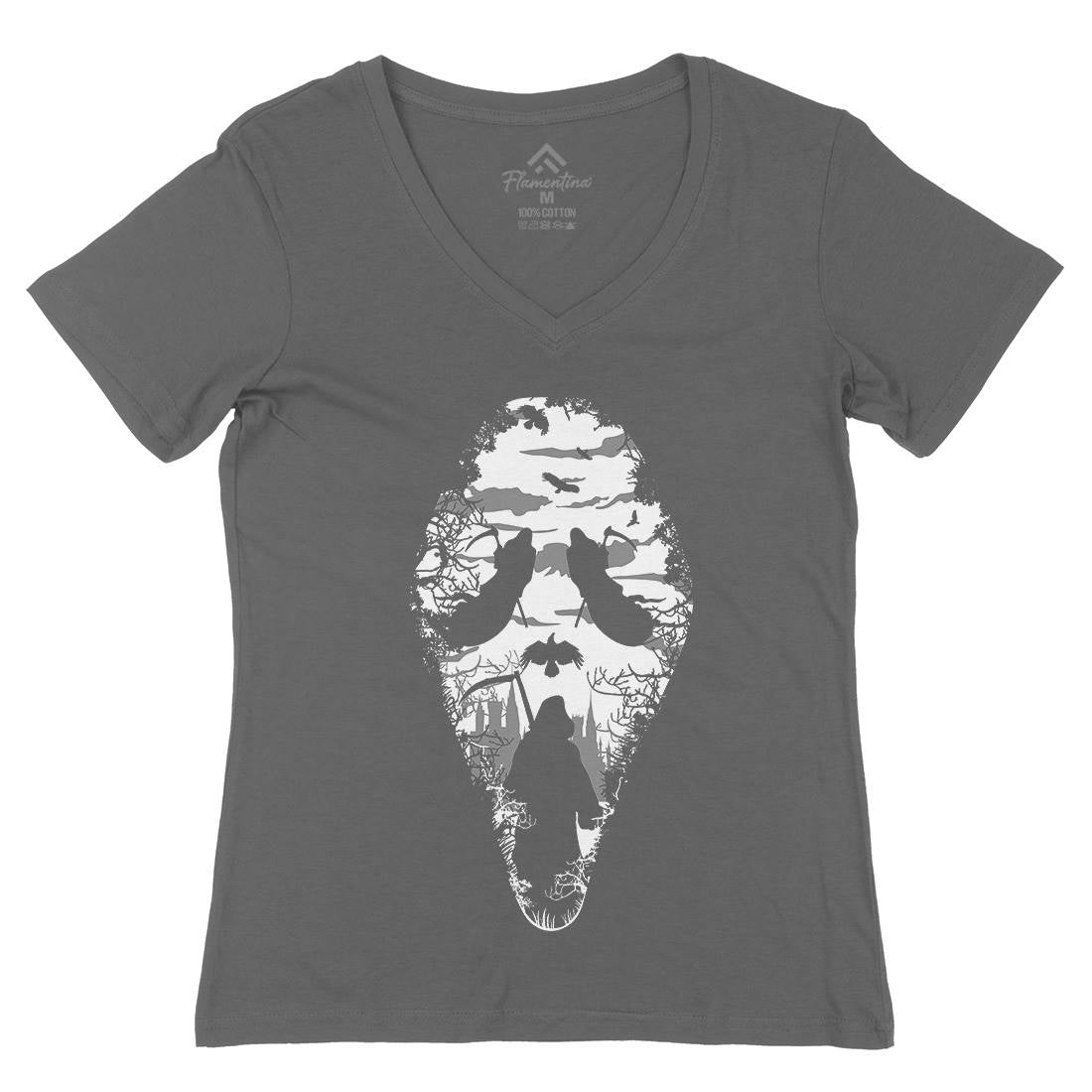 Reaper Womens Organic V-Neck T-Shirt Horror B070
