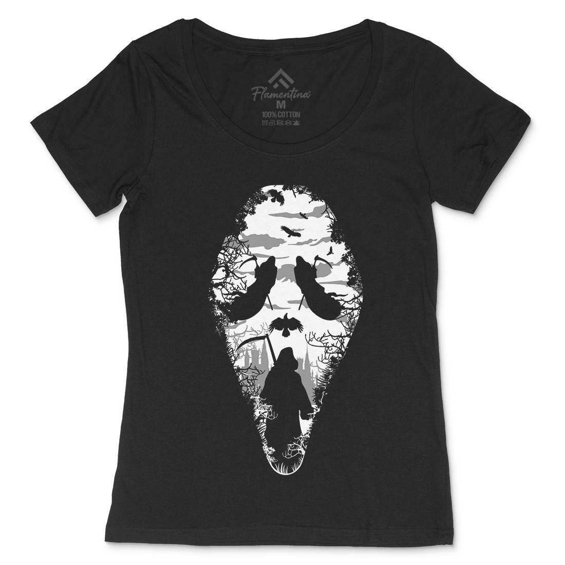 Reaper Womens Scoop Neck T-Shirt Horror B070