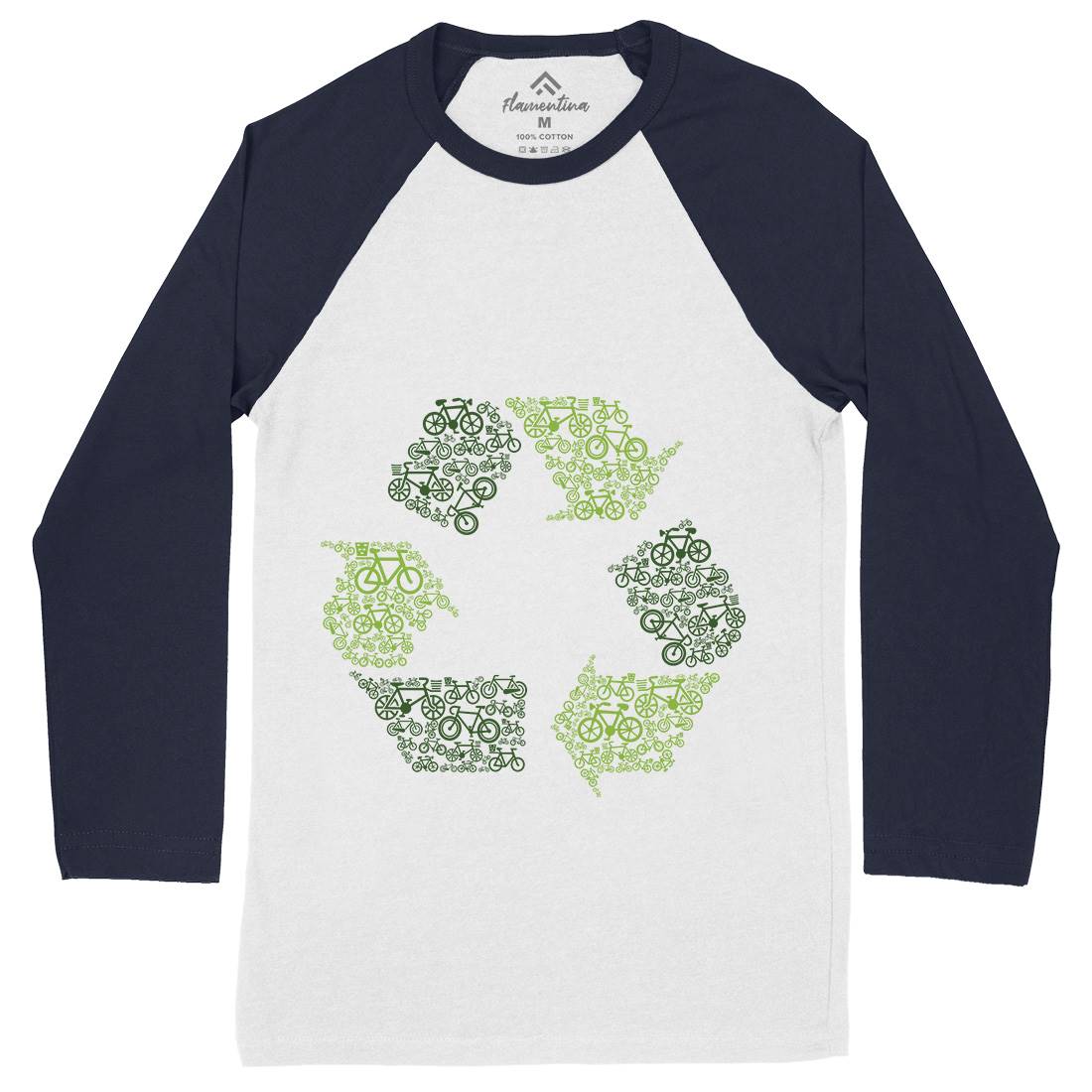 Recycling Mens Long Sleeve Baseball T-Shirt Retro B071