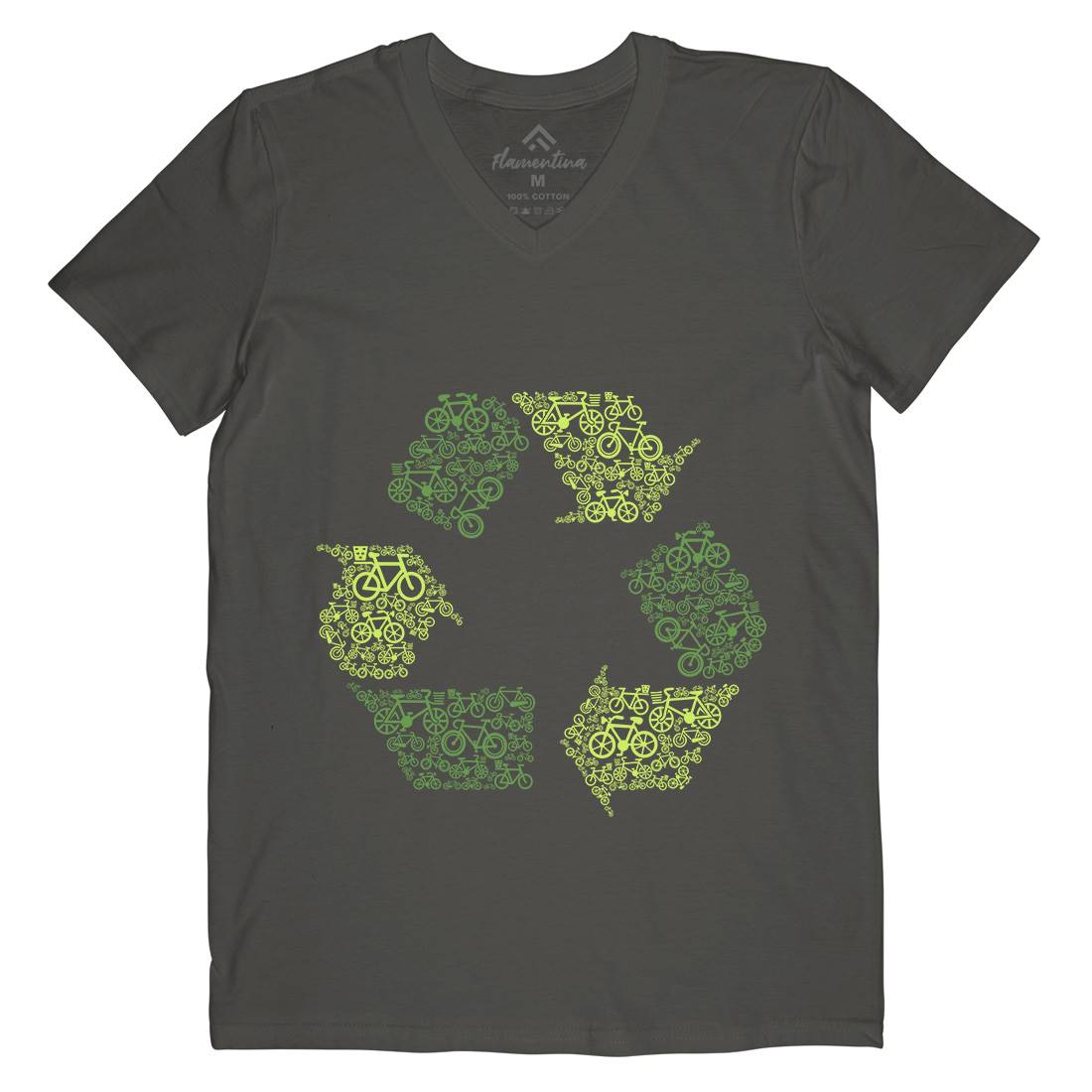 Recycling Mens V-Neck T-Shirt Retro B071