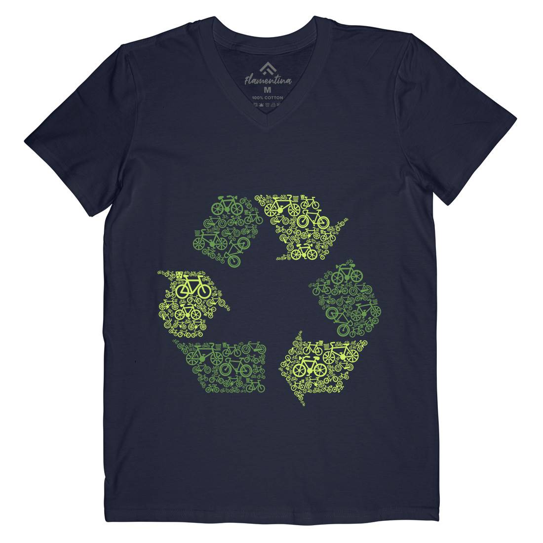 Recycling Mens V-Neck T-Shirt Retro B071